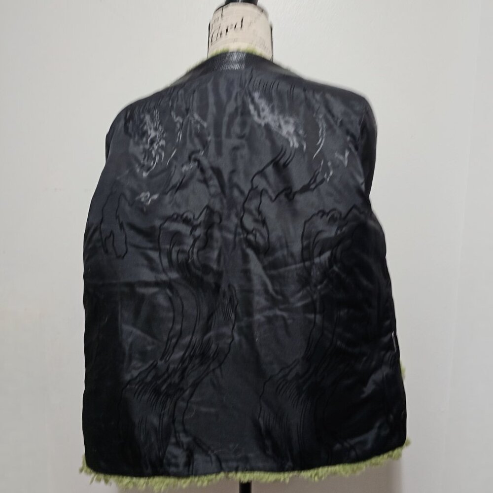 NewReal Curly Merino Fur Lambswool Sheepskin Jacket Coat Blazer Moss Pine Green - Picture 5 of 5